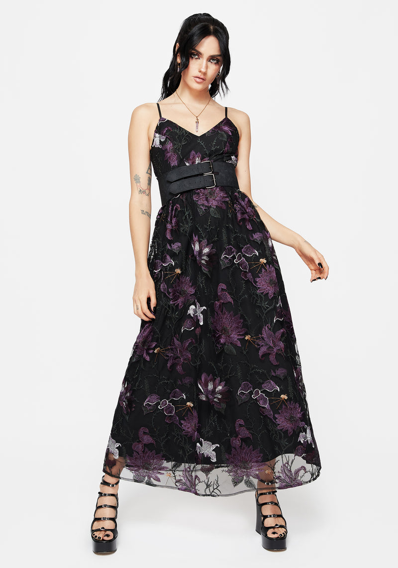 Estrid Embroidered Mesh Midaxi Cami Dress | Disturbia - Shop Women's Gothic, Alternative & Dark Romantic Fashion, Accessories & Homeware Estrid Embroidered Mesh Midaxi Cami Dress | Disturbia - Shop Women's Gothic, Alternative & Dark Romantic Fashion, Accessories & Homeware