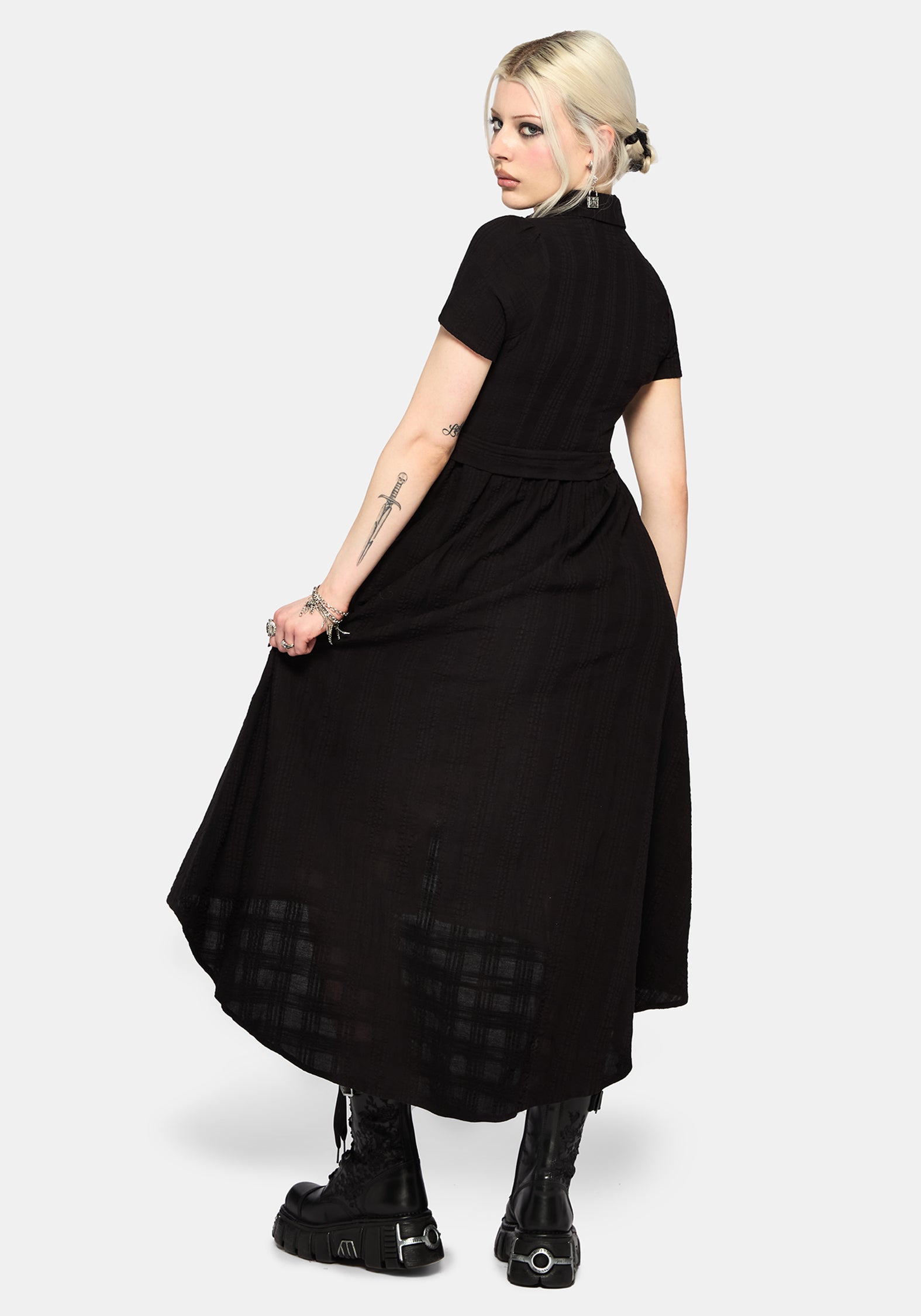 Nephra Tie Waist Midi Shirt Dress – Disturbia