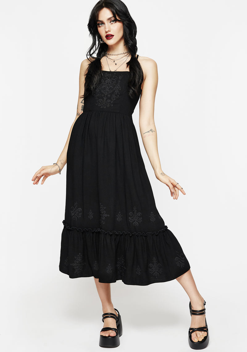 Cordata Embroidered Cami Midi Smock Dress | Disturbia - Shop Women's Gothic, Alternative & Dark Romantic Fashion, Accessories & Homeware Cordata Embroidered Cami Midi Smock Dress | Disturbia - Shop Women's Gothic, Alternative & Dark Romantic Fashion, Accessories & Homeware