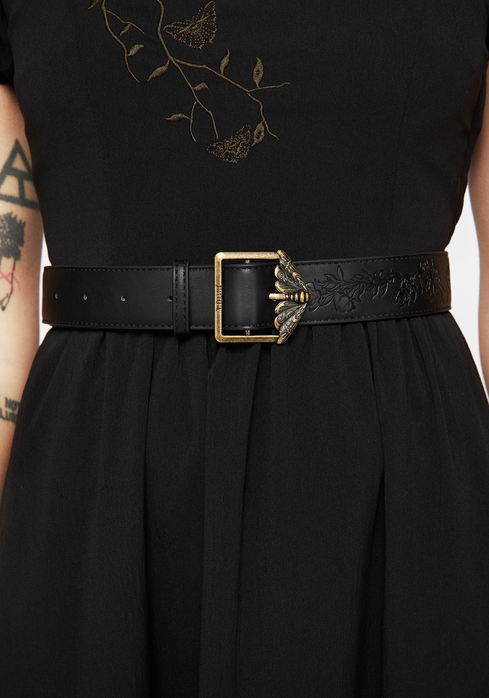 Rosamoth Debossed Buckle Belt | Disturbia - Shop Women's Gothic