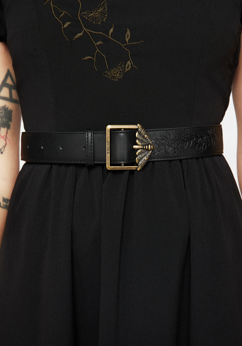 Rosamoth Debossed Buckle Belt | Disturbia - Shop Women's Gothic, Alternative & Dark Romantic Fashion, Accessories & Homeware Rosamoth Debossed Buckle Belt | Disturbia - Shop Women's Gothic, Alternative & Dark Romantic Fashion, Accessories & Homeware