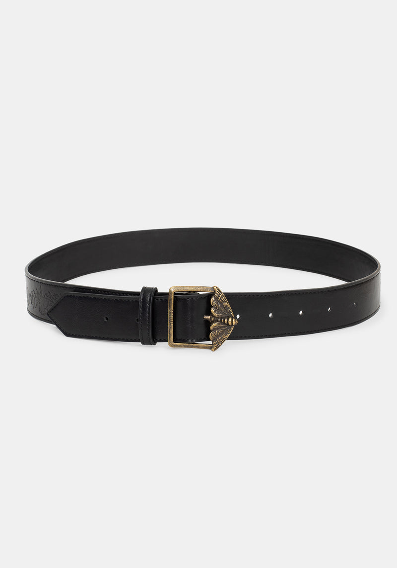 小物 mertra debossed belt black Black Pebbled Leather 1