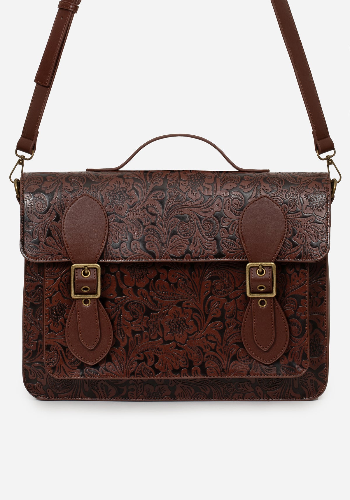 Sunder Floral Debossed Mini Crossbody Satchel Bag