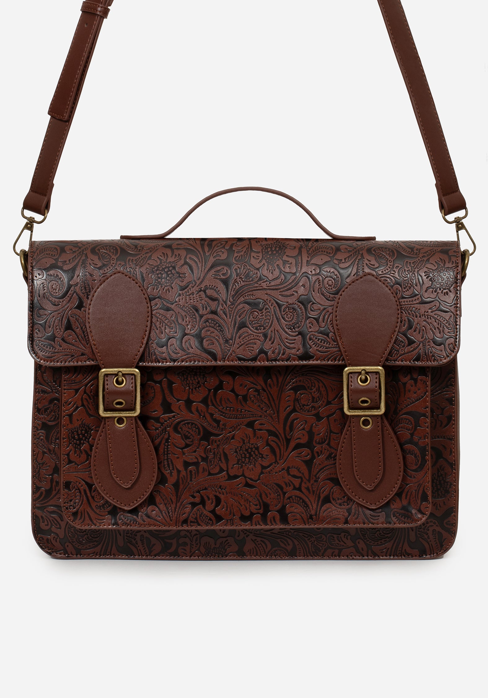 Sunder Floral Debossed Mini Crossbody Satchel Bag