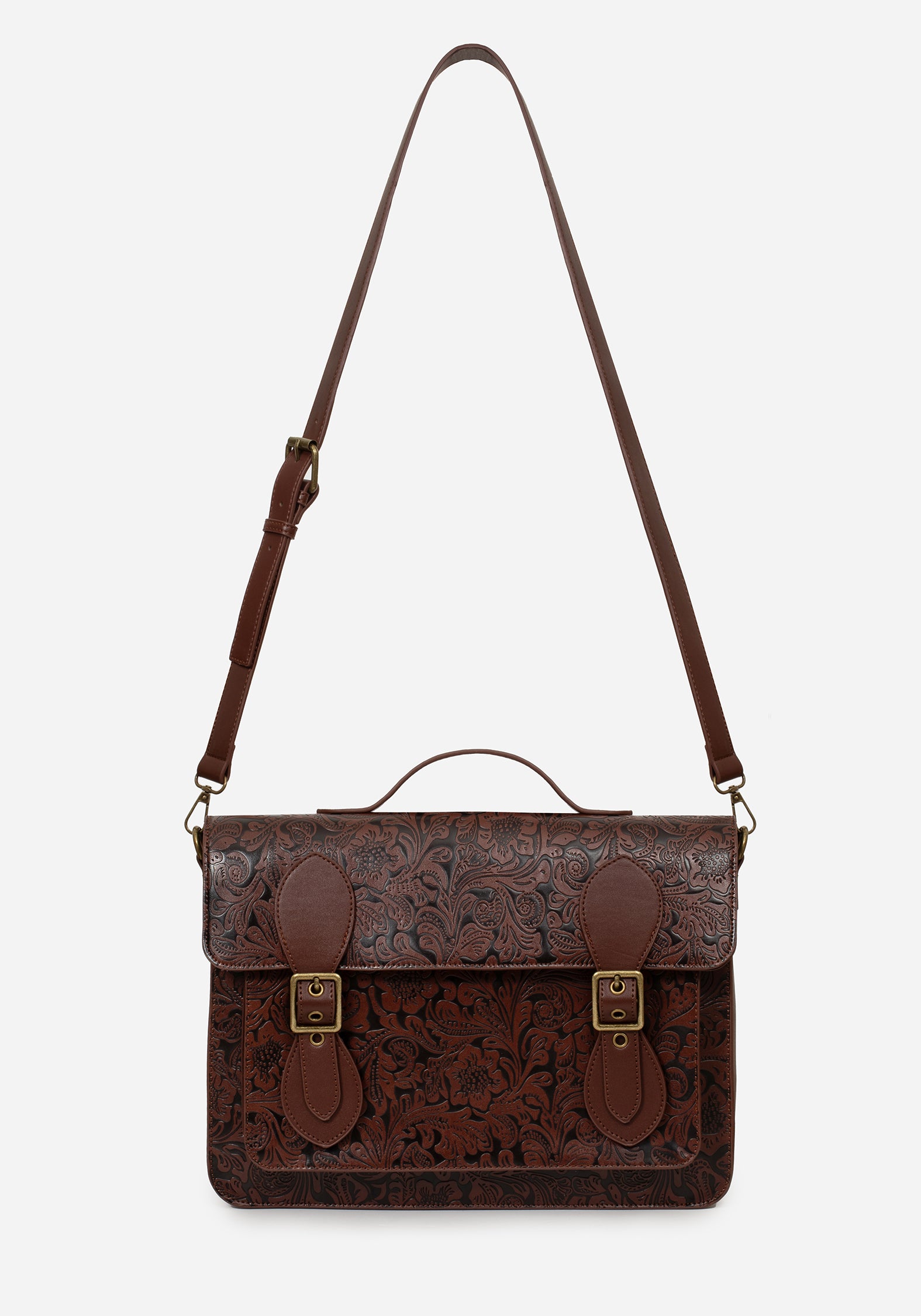 Sunder Floral Debossed Mini Crossbody Satchel Bag