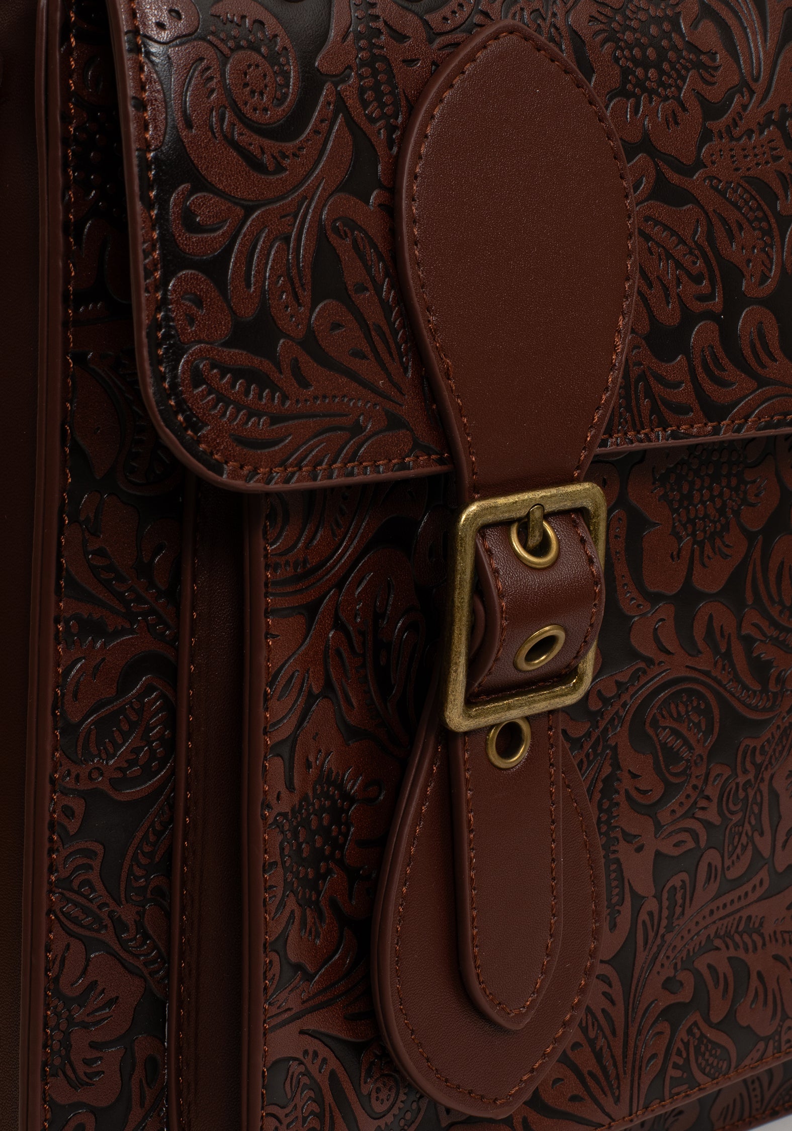 Sunder Floral Debossed Mini Crossbody Satchel Bag