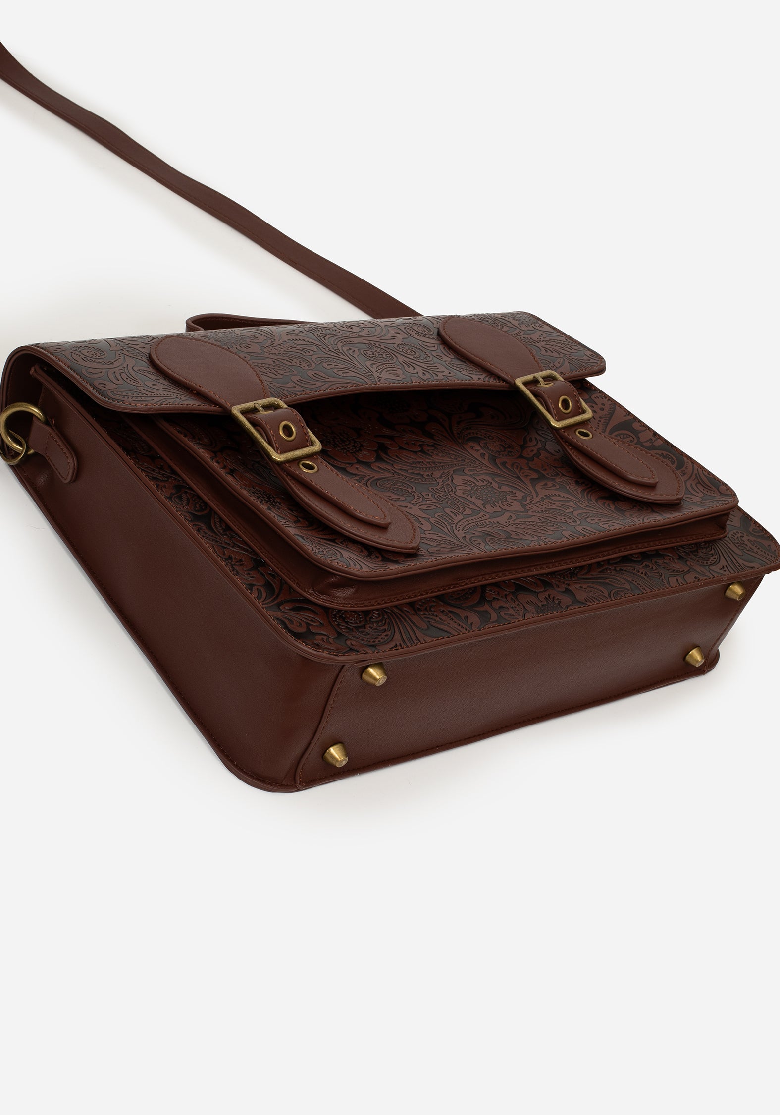 Sunder Floral Debossed Mini Crossbody Satchel Bag