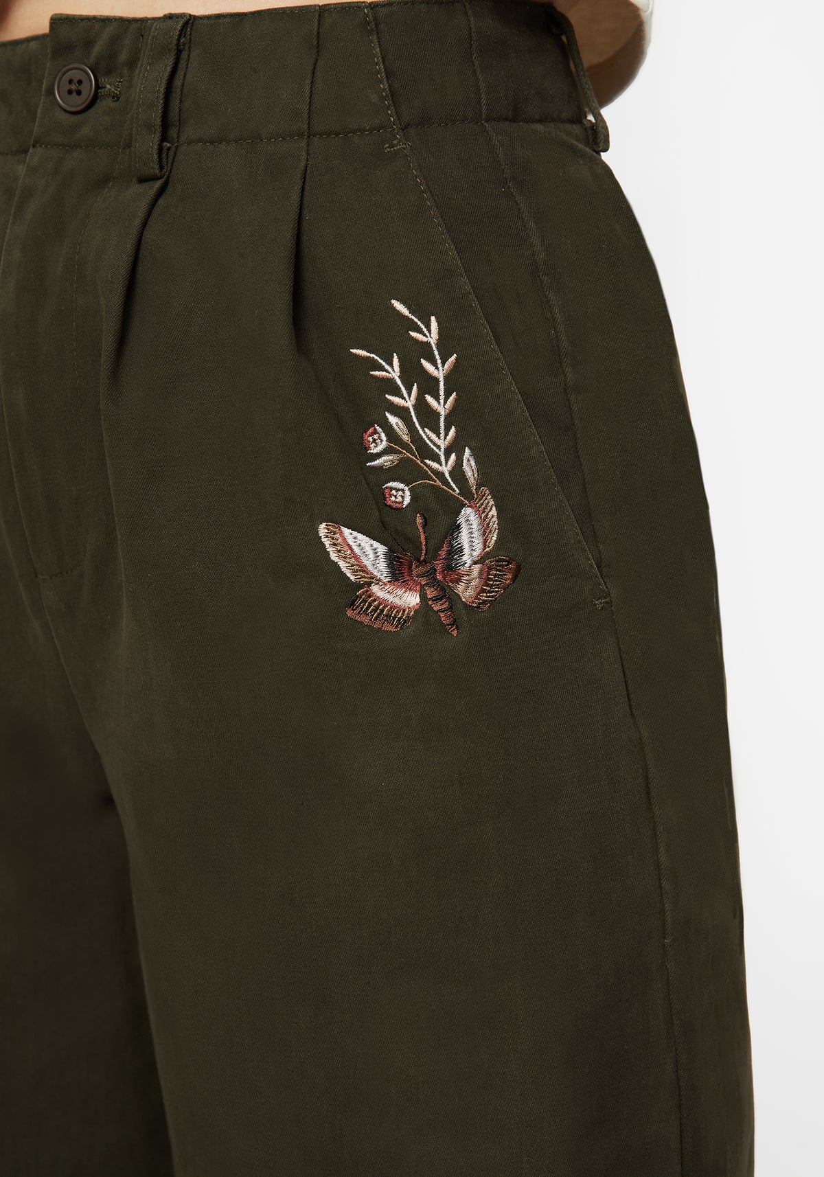 Copia Cotton Embroidered Tapered Tailored Trousers