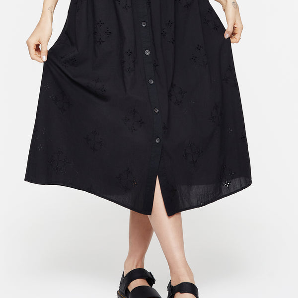 Crux Broderie Cotton Button Up Midi Skirt | Disturbia - Shop