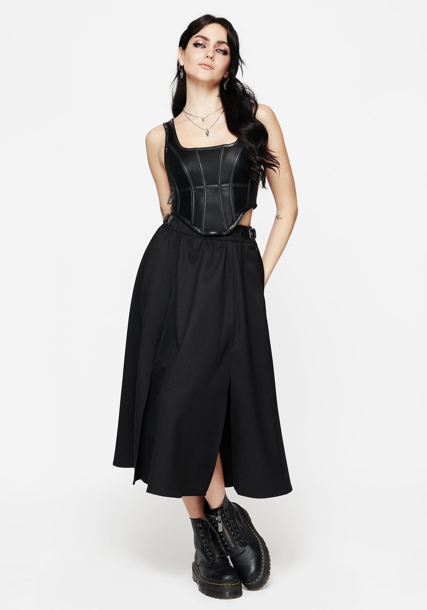 Nightingale Buckled Midi Skirt - Black | Disturbia - Shop Women's Gothic,  Alternative & Dark Romantic Fashion, Accessories & Homeware