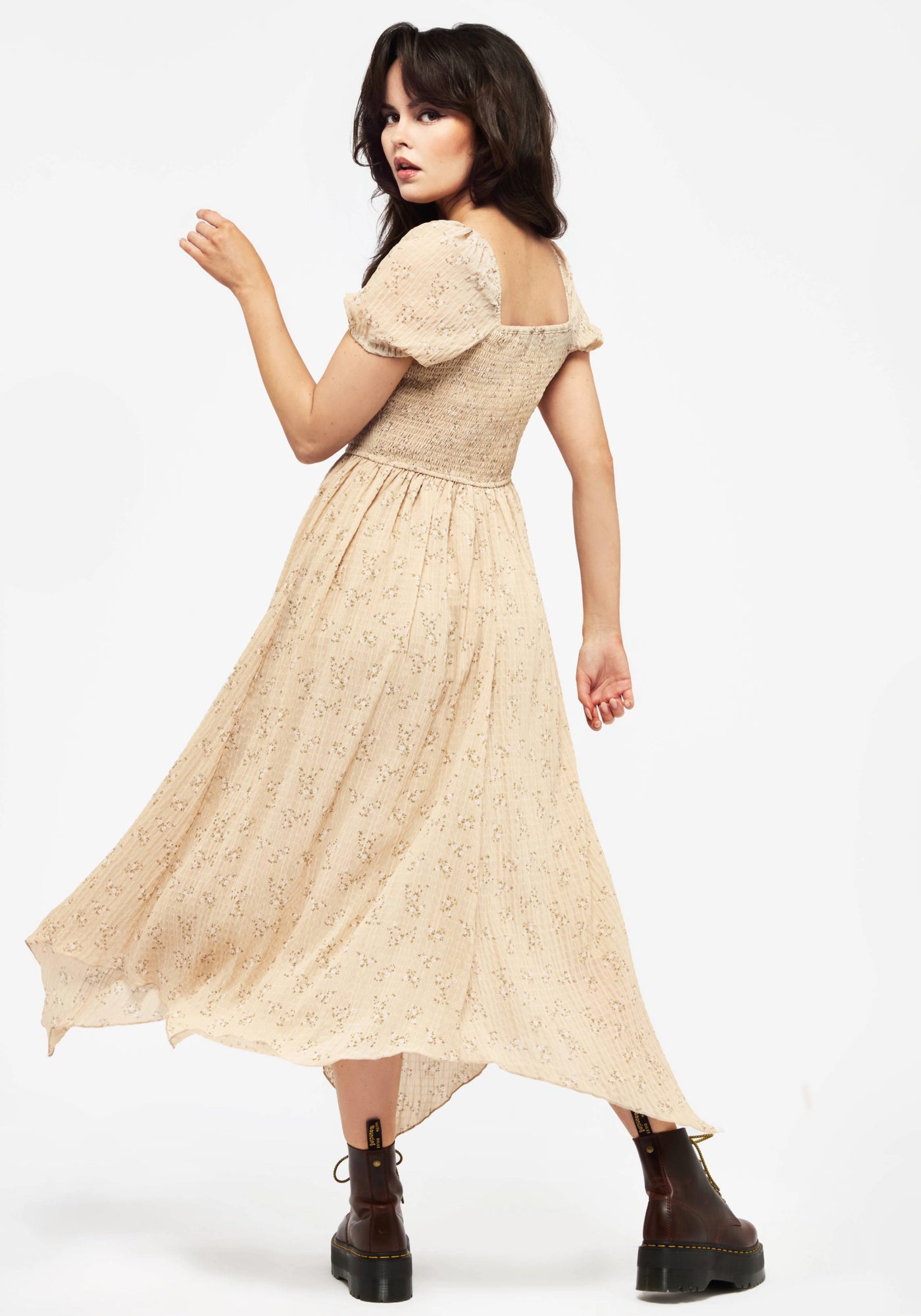 Tabitha Floral Print Chiffon Handkerchief Hem Midaxi Dress | Disturbia