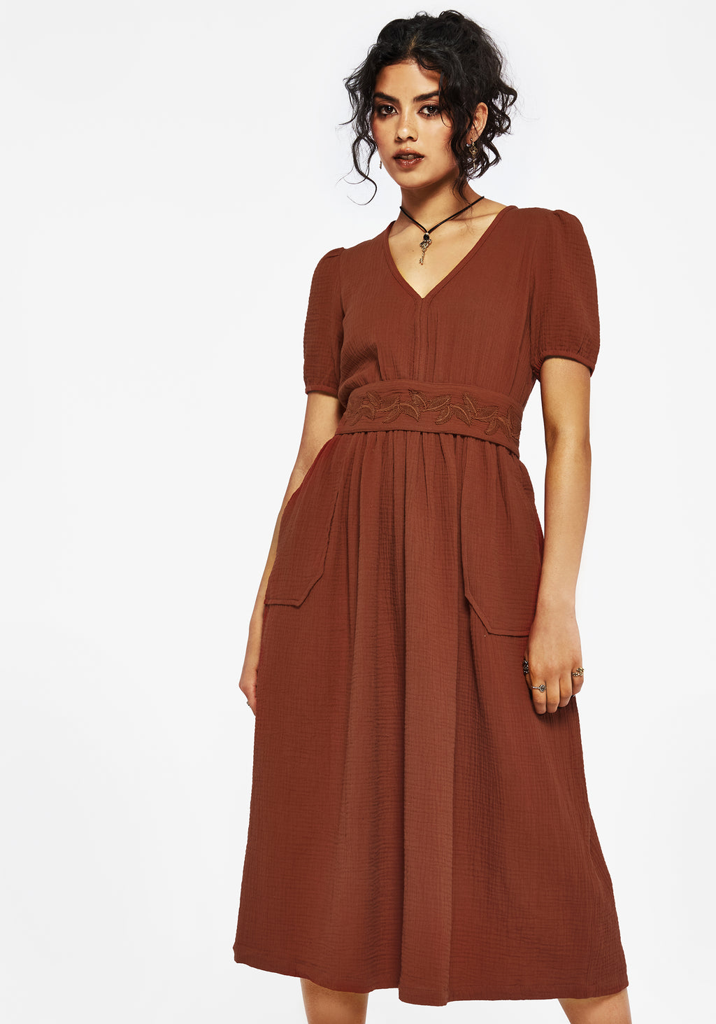 tiana midi dress Tiana Embroidered Gauze Off The Shoulder Midi Dress