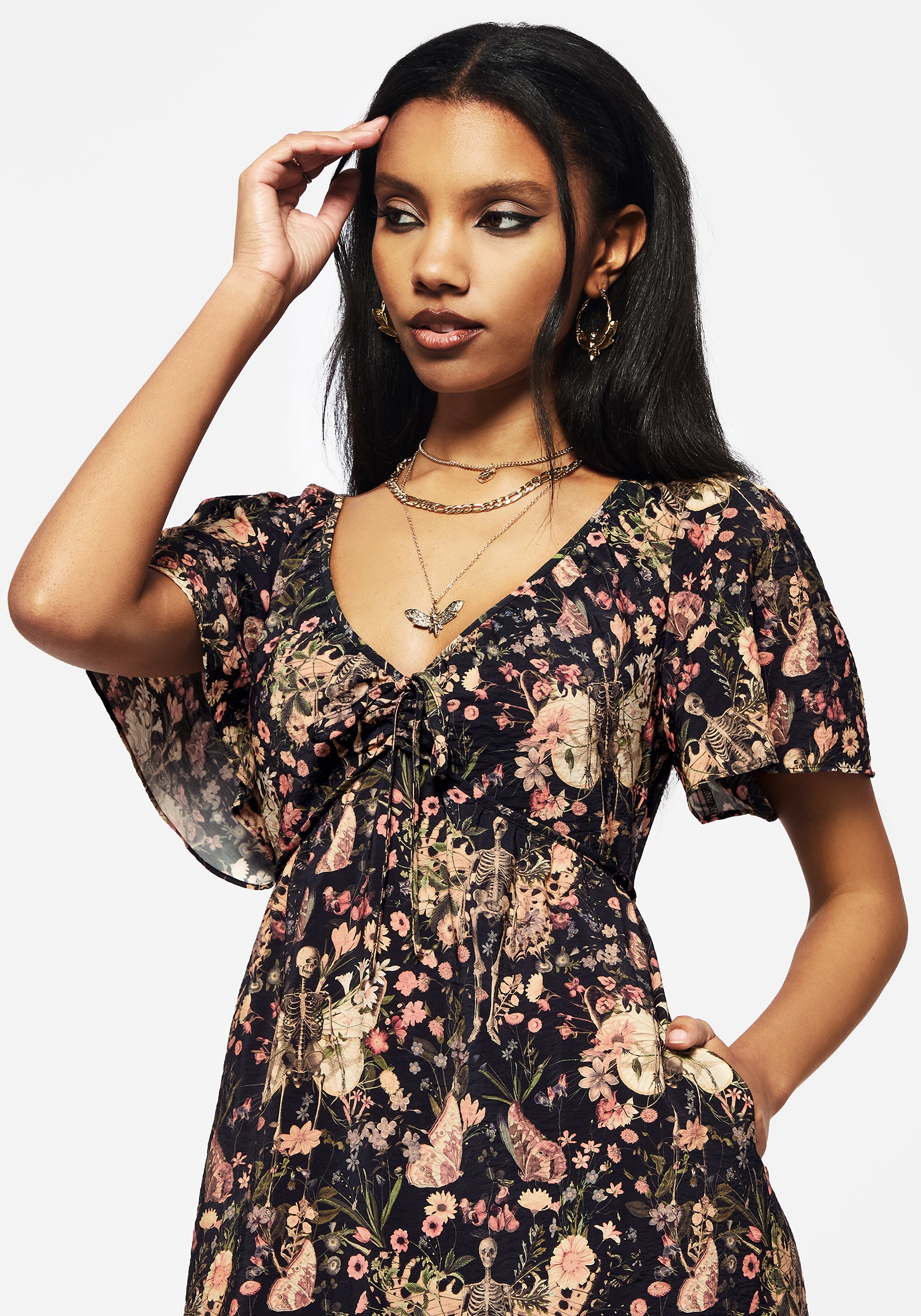 Pixie Floral Print Tie Front Maxi Dress | Disturbia - Shop Women's