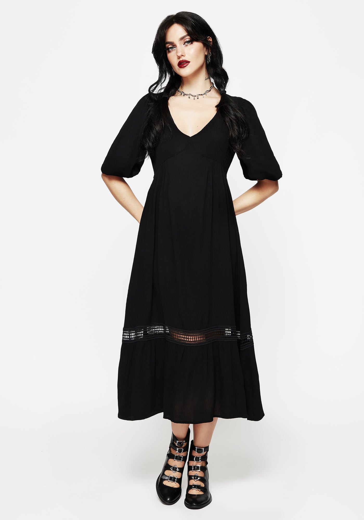 Mirage Lace Insert Puff Sleeve Maxi Dress | Disturbia - Shop Women's  Gothic, Alternative & Dark Romantic Fashion, Accessories & Homeware