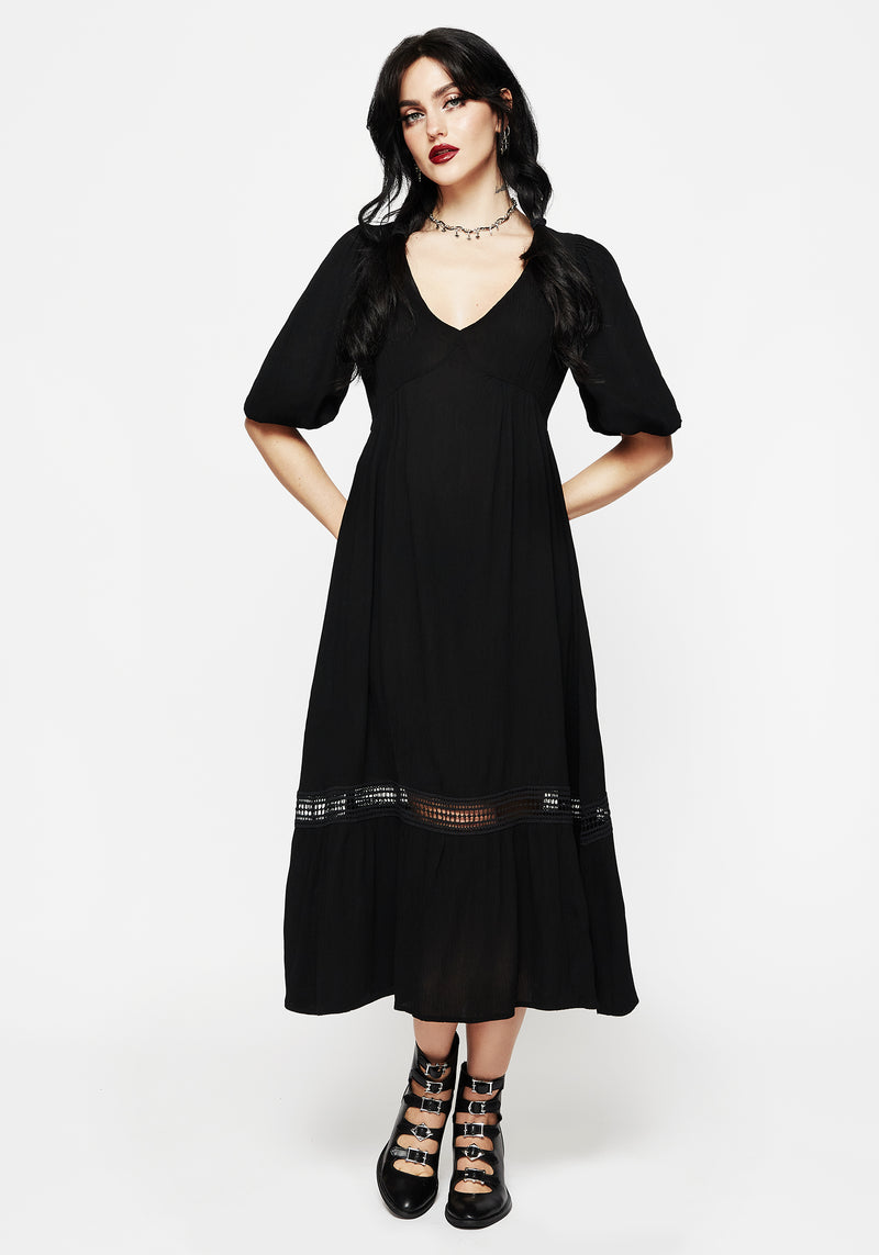 Mirage Lace Insert Puff Sleeve Maxi Dress | Disturbia - Shop Women's Gothic, Alternative & Dark Romantic Fashion, Accessories & Homeware Mirage Lace Insert Puff Sleeve Maxi Dress | Disturbia - Shop Women's Gothic, Alternative & Dark Romantic Fashion, Accessories & Homeware