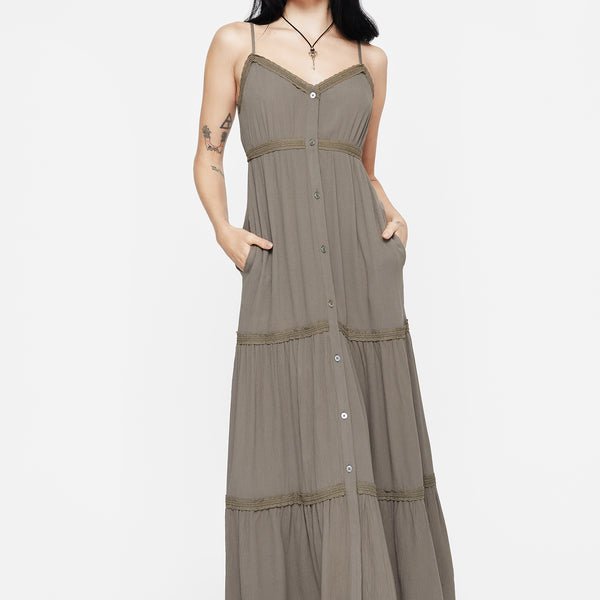 Sara Tiered Lace Maxi Cami Dress | Disturbia - Shop Women's Gothic