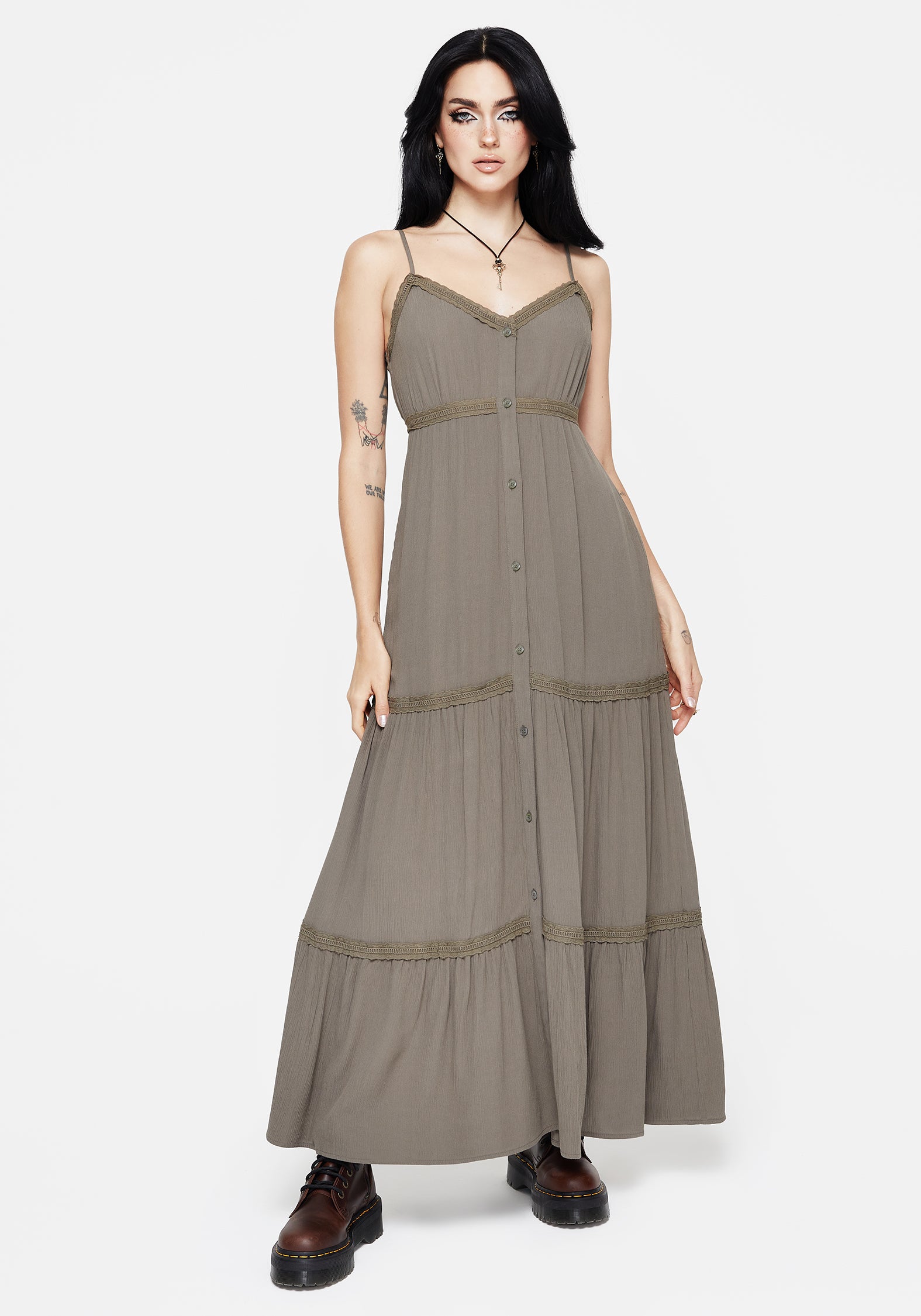 Sara Tiered Lace Maxi Cami Dress | Disturbia - Shop Women's Gothic