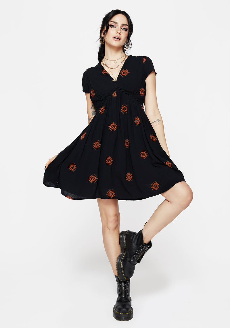 black embroidered smock dress Mexican Embroidered Smock Dress S OMNIA