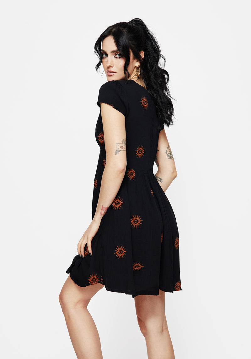 Solstice Embroidered Smock Mini Dress | Disturbia - Shop Women's Gothic, Alternative & Dark Romantic Fashion, Accessories & Homeware Solstice Embroidered Smock Mini Dress | Disturbia - Shop Women's Gothic, Alternative & Dark Romantic Fashion, Accessories & Homeware
