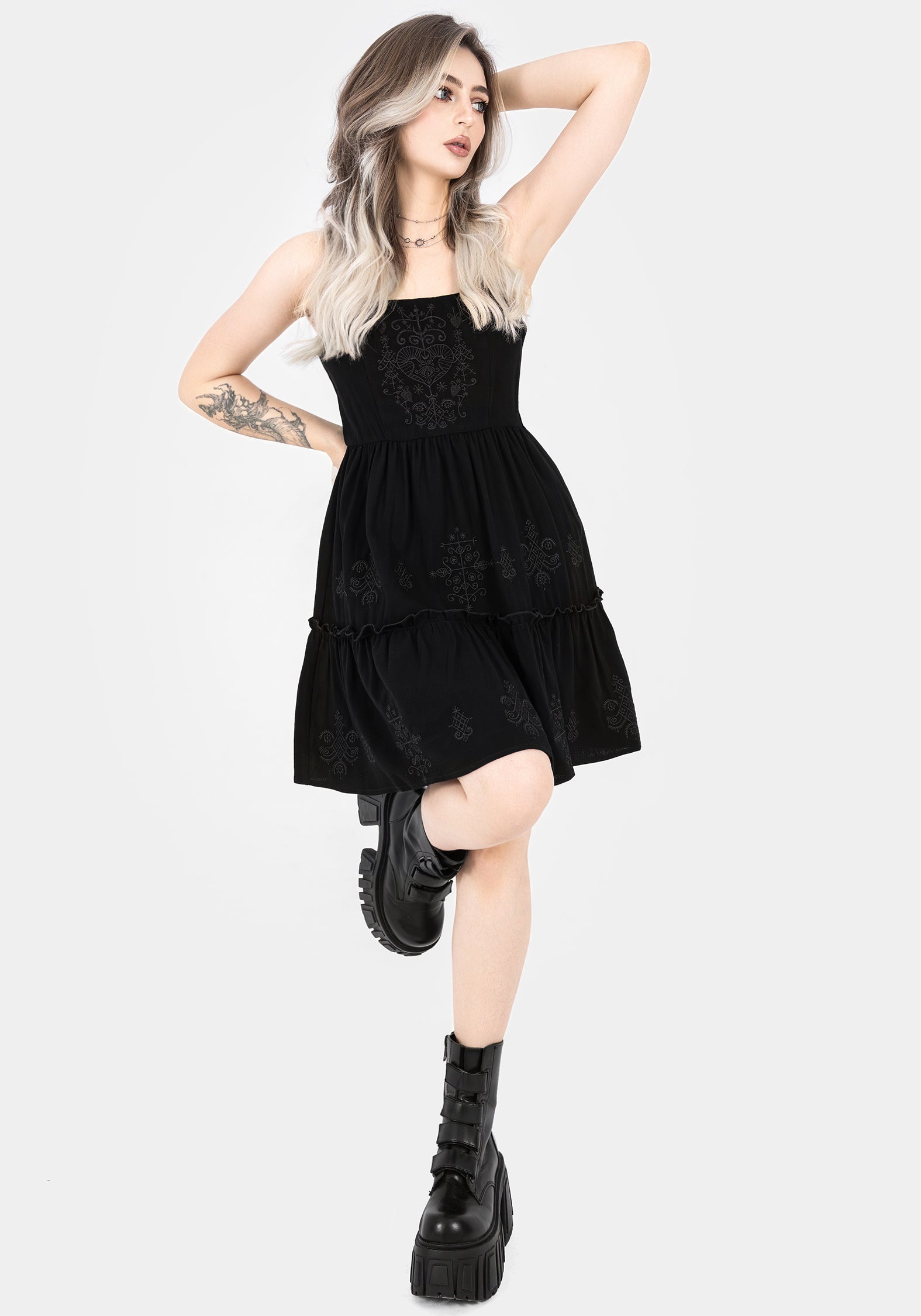 Cordata Embroidered Cami Mini Smock Dress