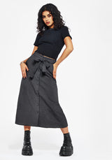 Faythe Cotton Check Button Up Midi Skirt