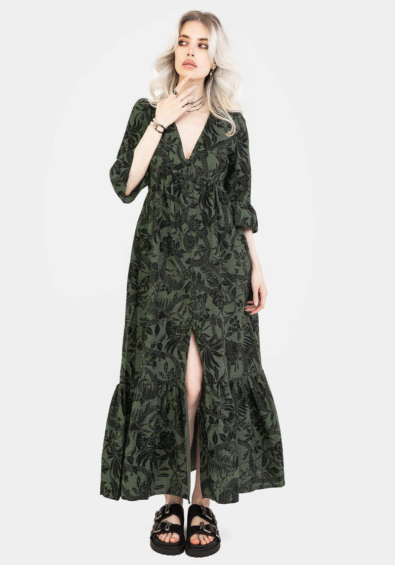Bashe Cotton Maxi Over Dress - Green | Disturbia - Shop Women's Gothic, Alternative & Dark Romantic Fashion, Accessories & Homeware Bashe Cotton Maxi Over Dress - Green | Disturbia - Shop Women's Gothic, Alternative & Dark Romantic Fashion, Accessories & Homeware