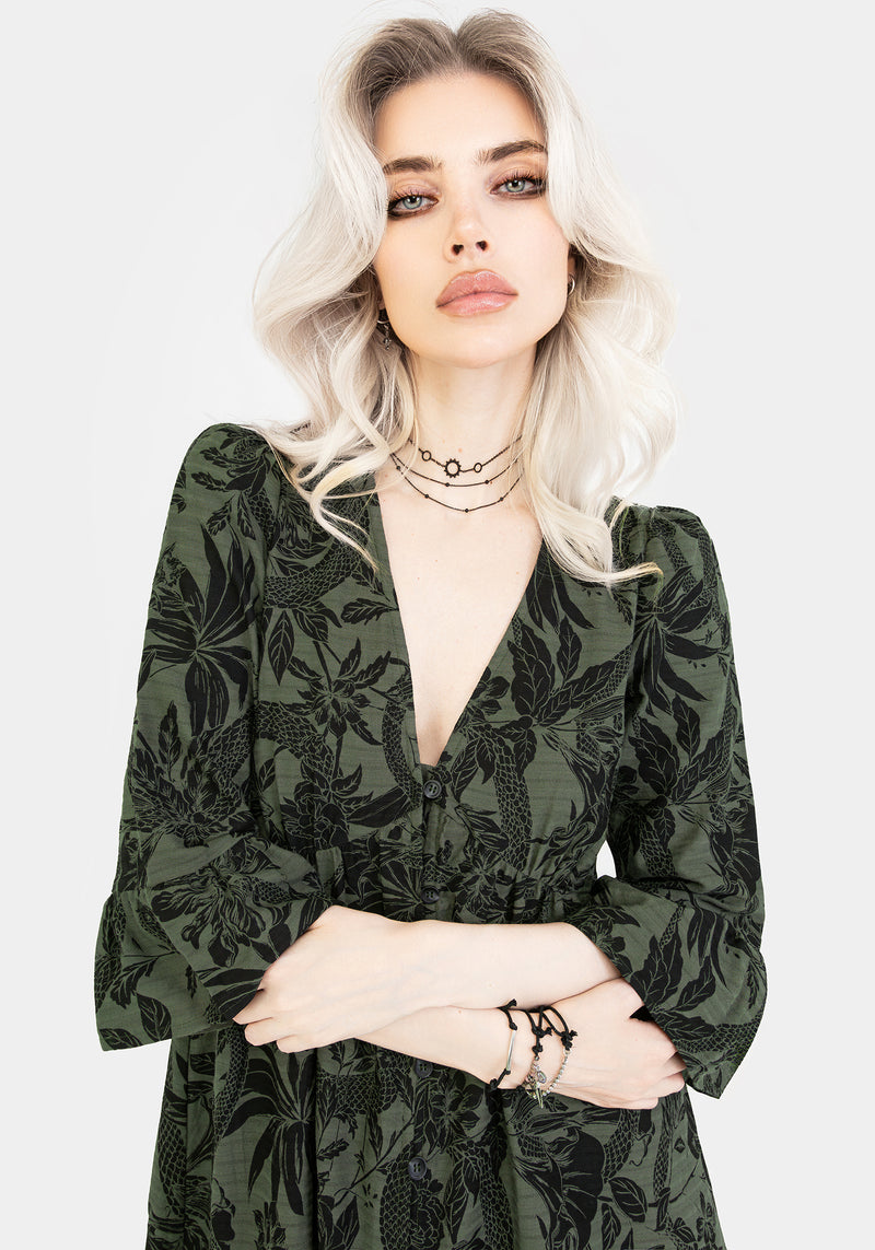 Bashe Cotton Maxi Over Dress - Green | Disturbia - Shop Women's Gothic, Alternative & Dark Romantic Fashion, Accessories & Homeware Bashe Cotton Maxi Over Dress - Green | Disturbia - Shop Women's Gothic, Alternative & Dark Romantic Fashion, Accessories & Homeware
