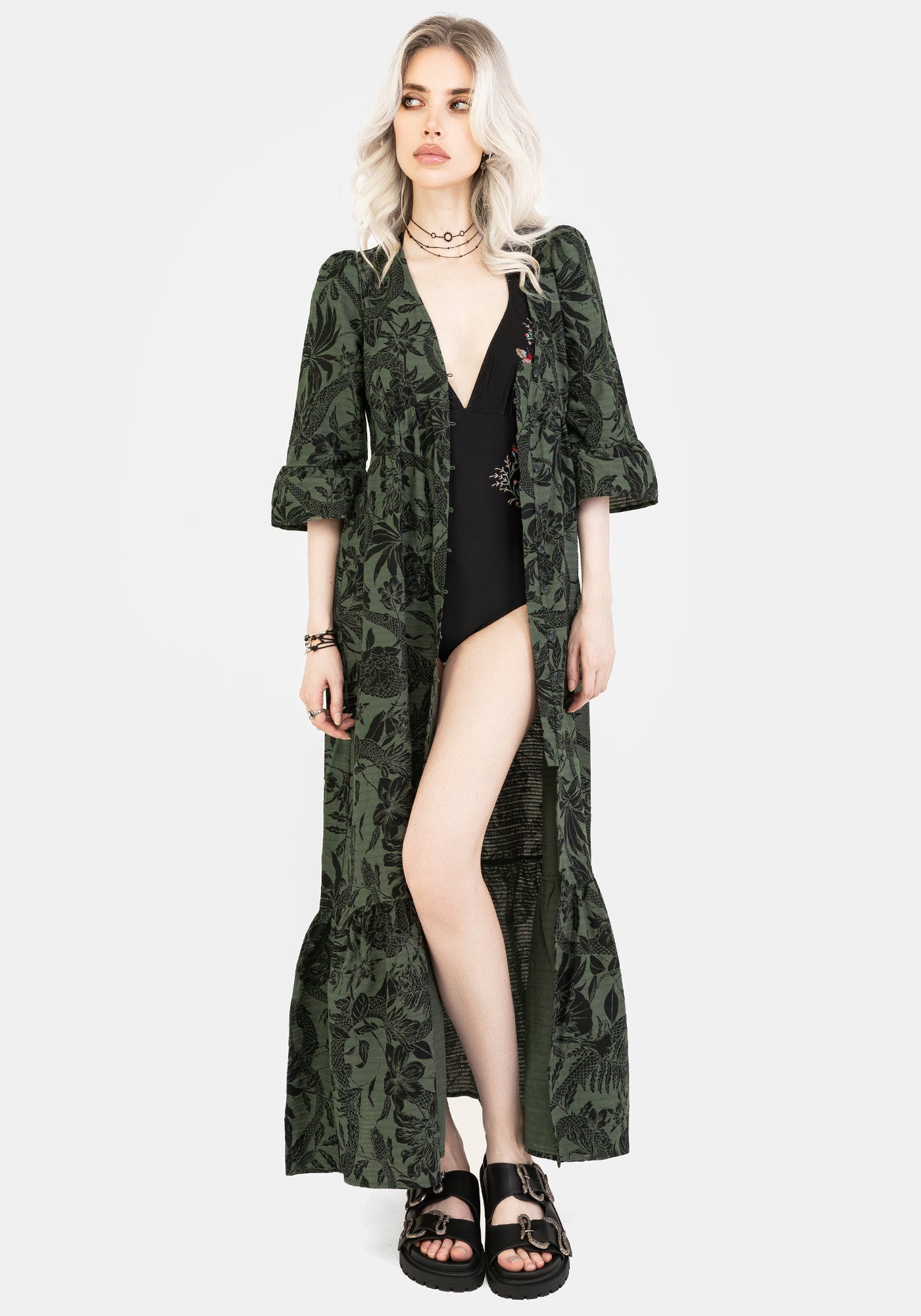 Bashe Cotton Maxi Over Dress - Green | Disturbia - Shop Women's Gothic, Alternative & Dark Romantic Fashion, Accessories & Homeware Bashe Cotton Maxi Over Dress - Green | Disturbia - Shop Women's Gothic, Alternative & Dark Romantic Fashion, Accessories & Homeware