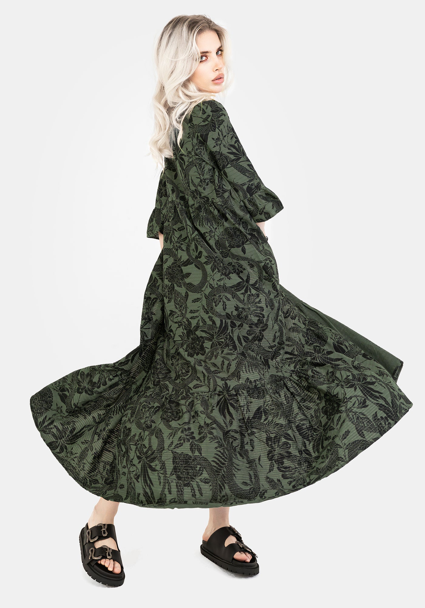 Bashe Cotton Maxi Over Dress - Green | Disturbia - Shop Women's Gothic, Alternative & Dark Romantic Fashion, Accessories & Homeware Bashe Cotton Maxi Over Dress - Green | Disturbia - Shop Women's Gothic, Alternative & Dark Romantic Fashion, Accessories & Homeware