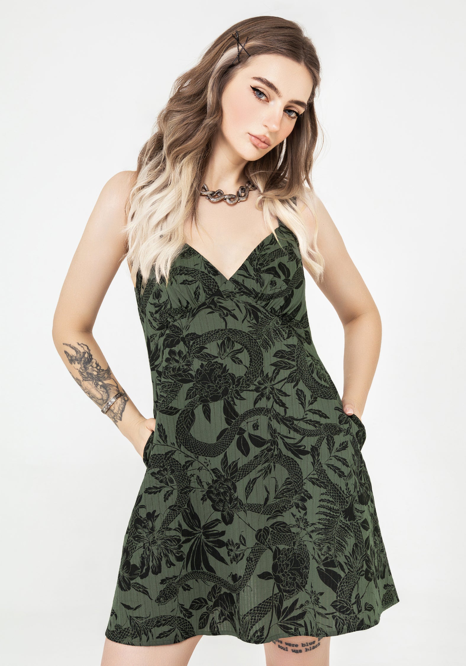 Bashe Cotton Mini Sun Dress - Green