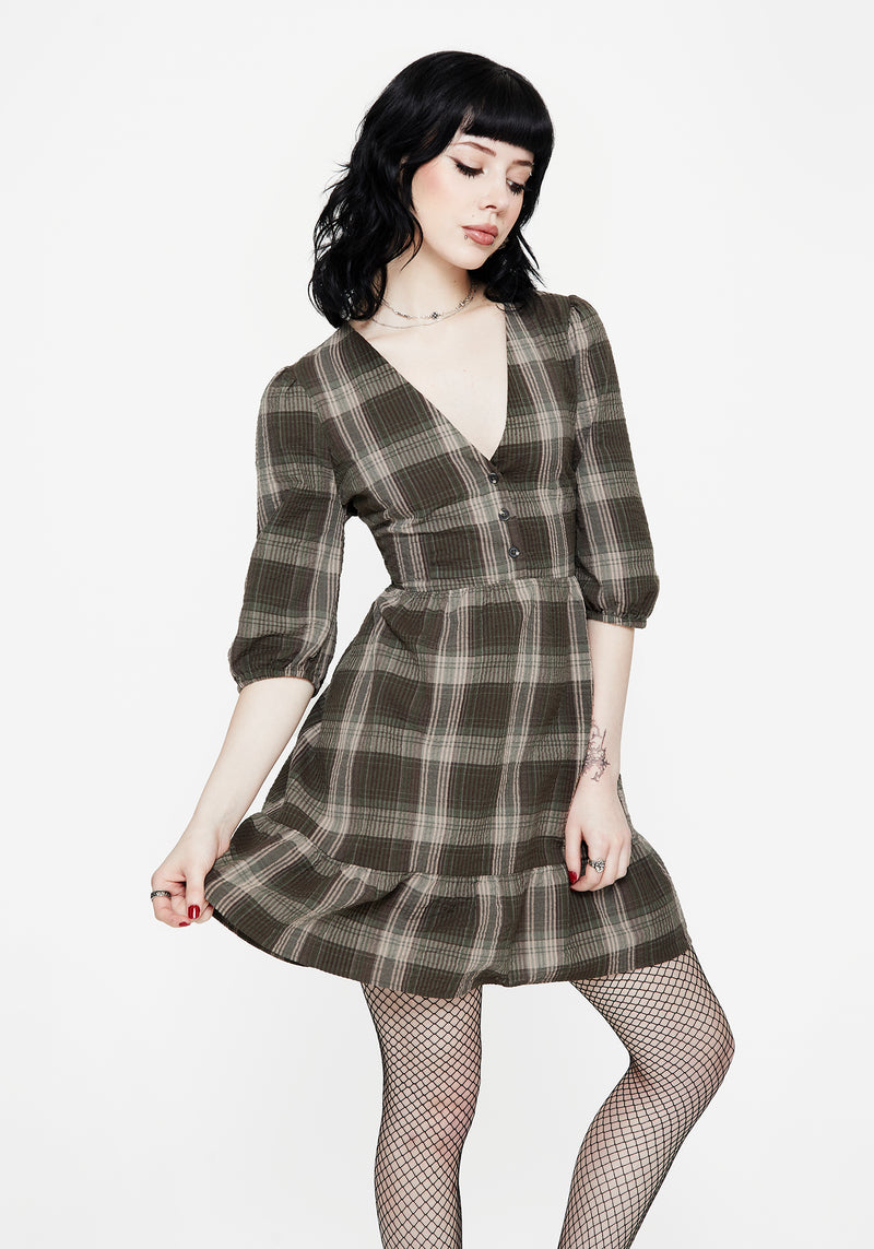 Clara Cotton Check Tiered Mini Smock Dress Clara Cotton Check Tiered Mini Smock Dress