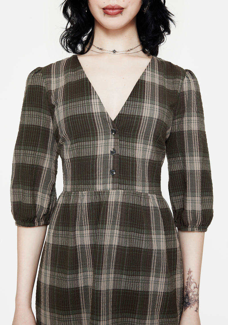 Clara Cotton Check Tiered Mini Smock Dress | Disturbia - Shop Women's Gothic, Alternative & Dark Romantic Fashion, Accessories & Homeware Clara Cotton Check Tiered Mini Smock Dress | Disturbia - Shop Women's Gothic, Alternative & Dark Romantic Fashion, Accessories & Homeware