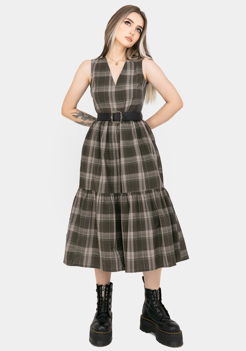 Clara Cotton Check Sleeveless Tiered Smock Midi Dress | Disturbia - Shop Women's Gothic, Alternative & Dark Romantic Fashion, Accessories & Homeware Clara Cotton Check Sleeveless Tiered Smock Midi Dress | Disturbia - Shop Women's Gothic, Alternative & Dark Romantic Fashion, Accessories & Homeware