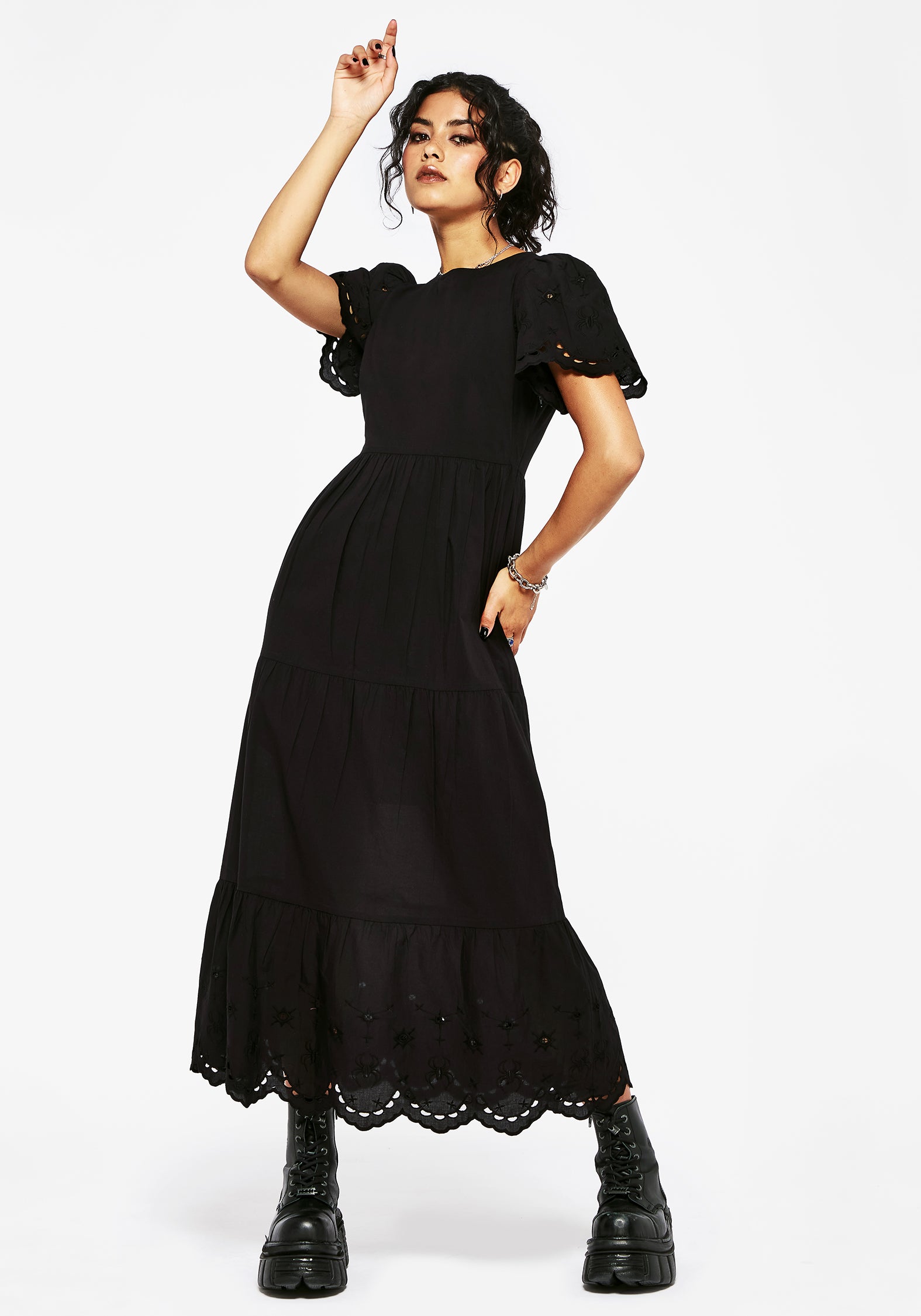 Synthweb Cotton Broderie Hem Midaxi Dress