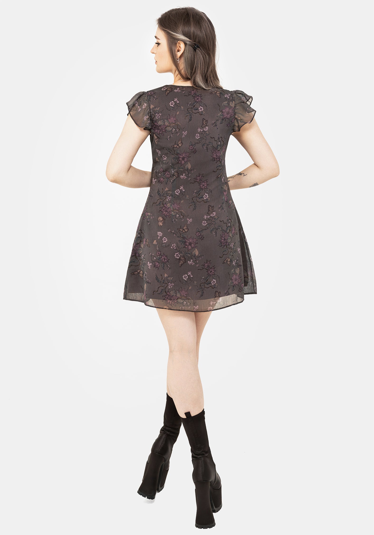 Arnora Chiffon Ruffle Detail Mini Dress