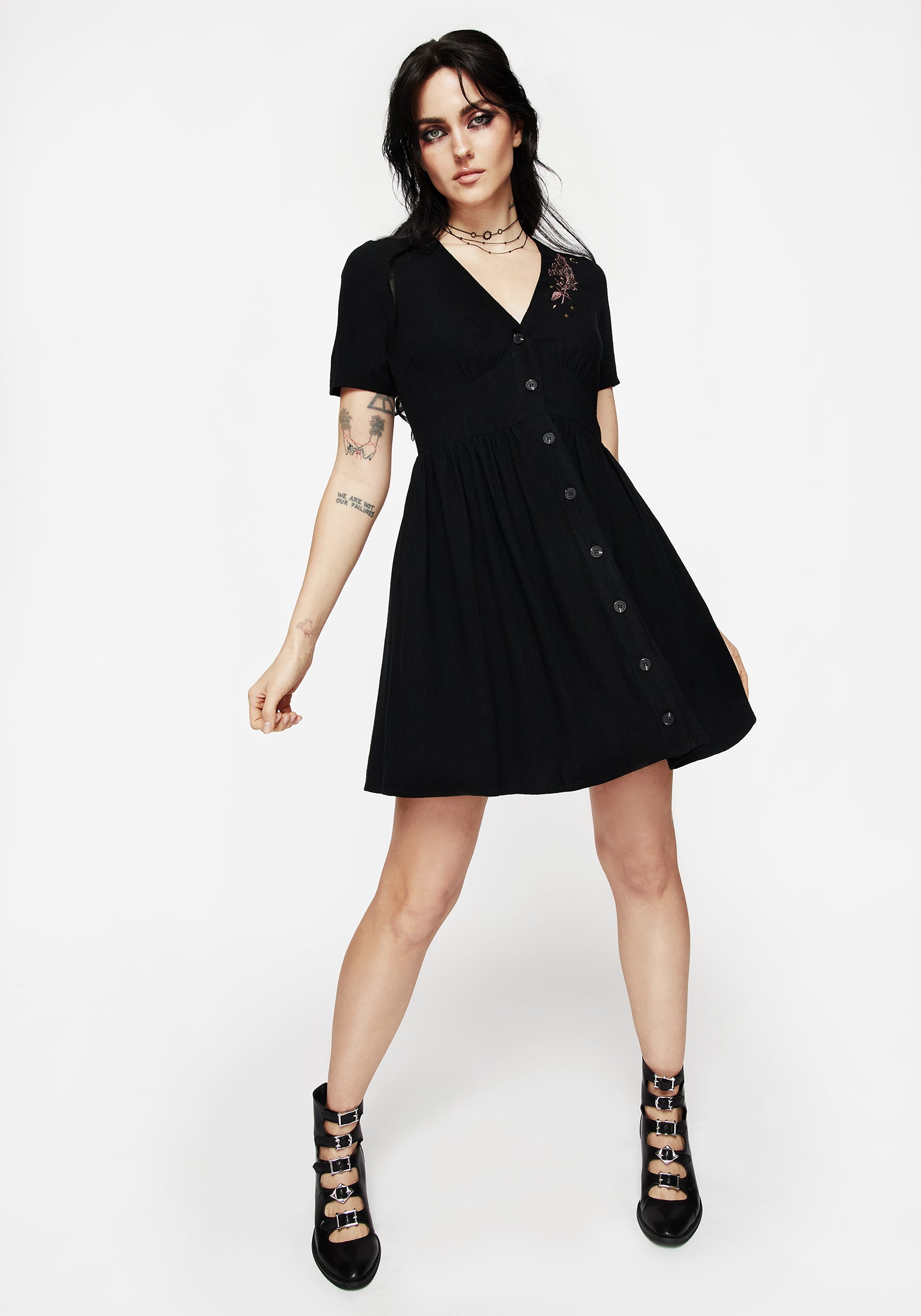 Foxglove V Neck Mini Dress