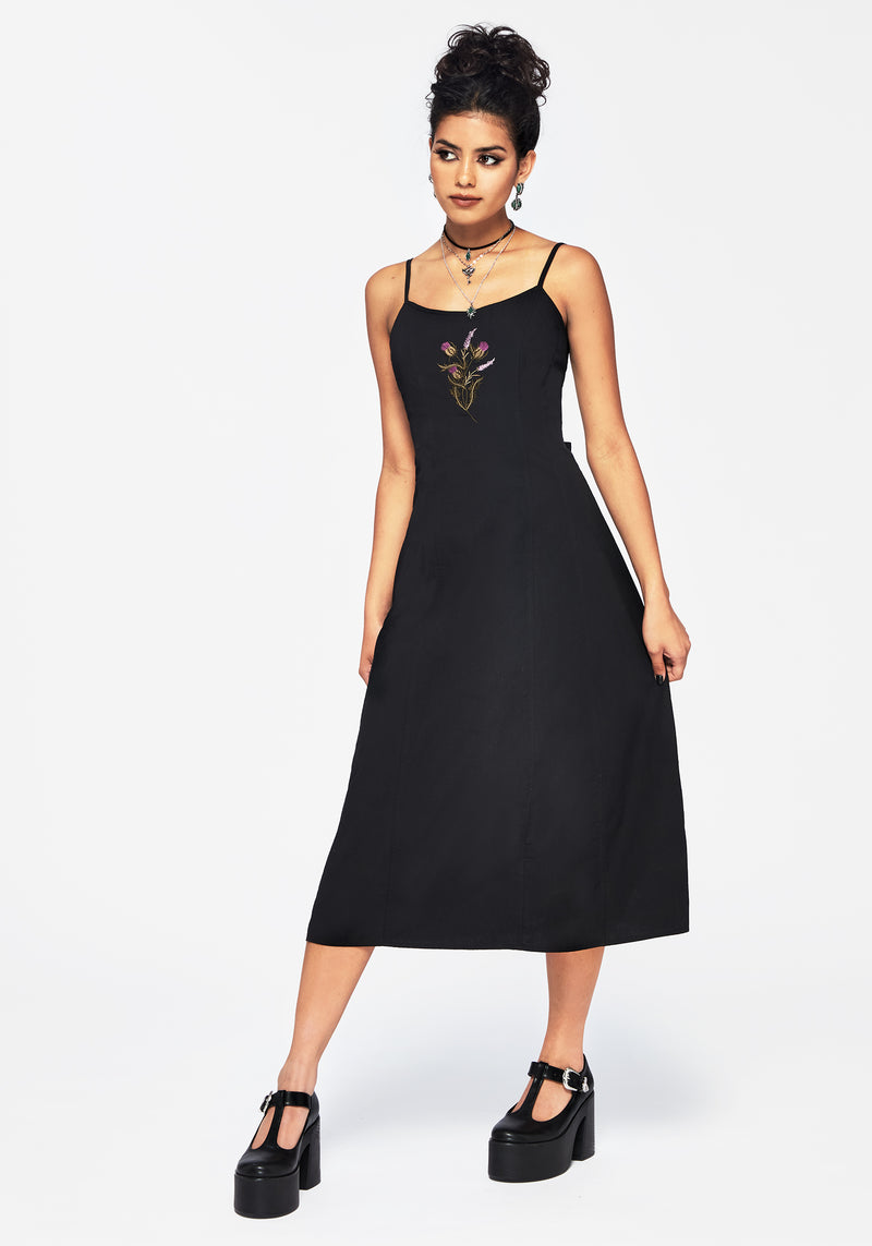 Despair Cotton Thistle Embroidered Cami Tie Back Midi Dress Despair Cotton Thistle Embroidered Cami Tie Back Midi Dress