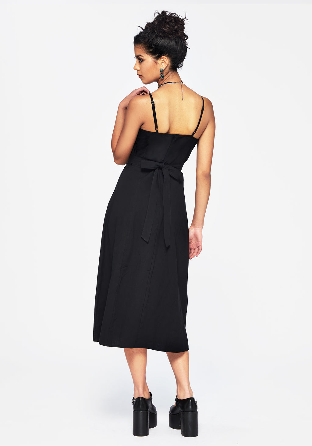 Despair Cotton Thistle Embroidered Cami Tie Back Midi Dress Disturbia Despair Cotton Thistle Embroidered Cami Tie Back Midi Dress Disturbia