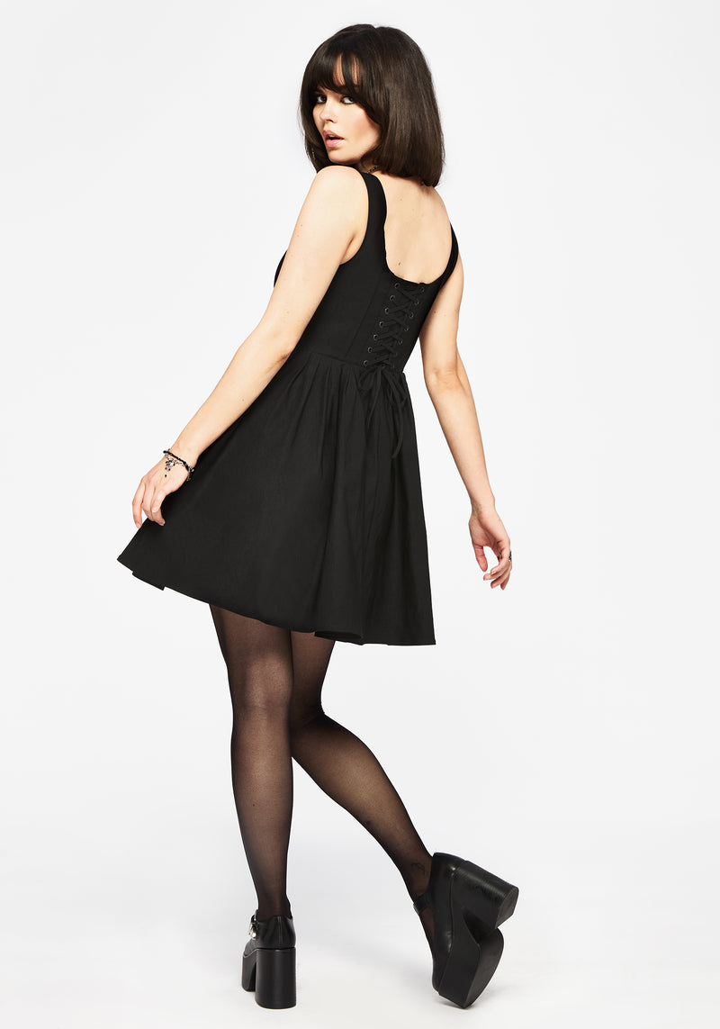 Despair Thistle Embroidered Corset Bodice Pleated Mini Dress | Disturbia - Shop Women's Gothic, Alternative & Dark Romantic Fashion, Accessories & Homeware Despair Thistle Embroidered Corset Bodice Pleated Mini Dress | Disturbia - Shop Women's Gothic, Alternative & Dark Romantic Fashion, Accessories & Homeware