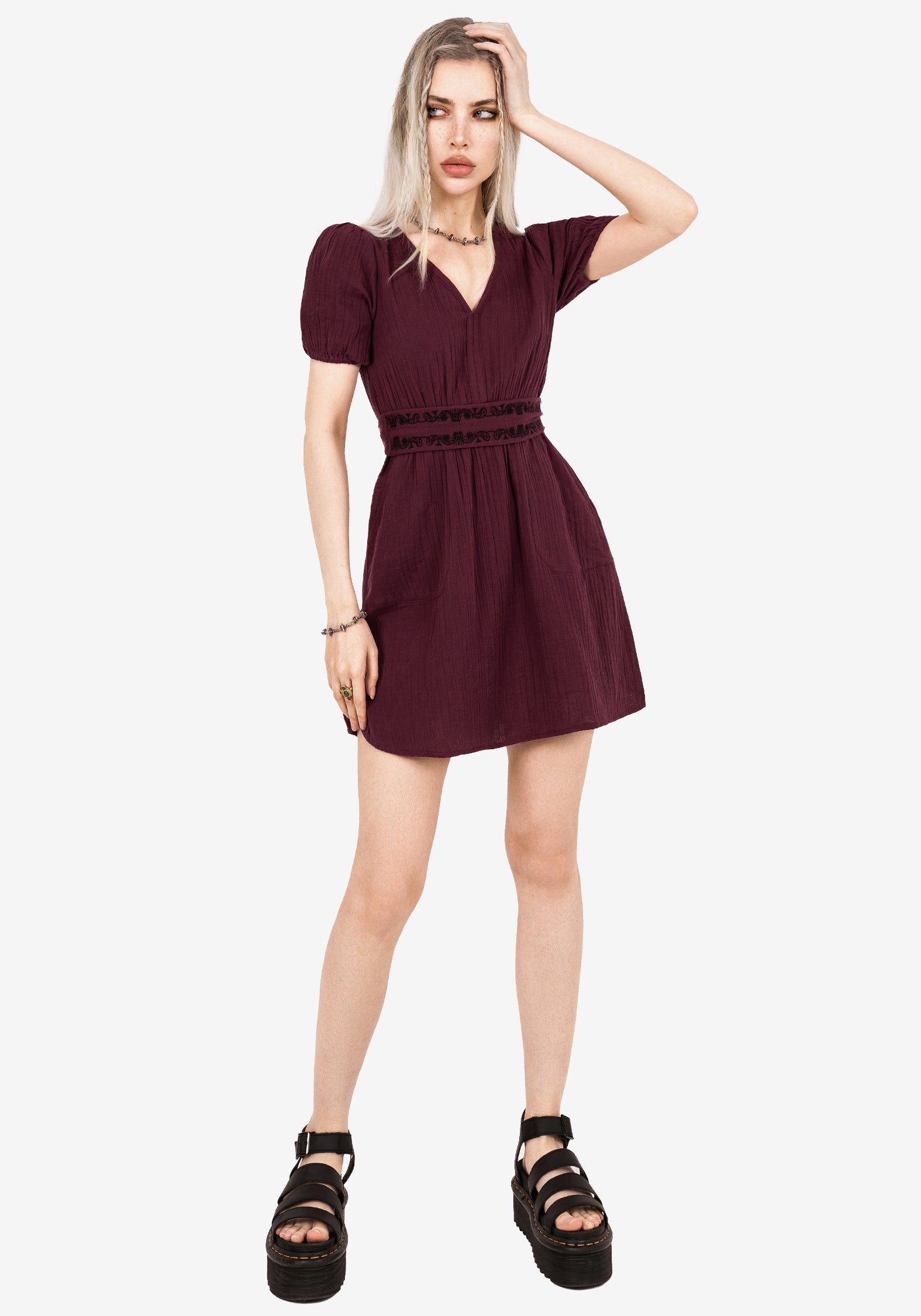 Poultice Embroidered Cotton Mini Dress