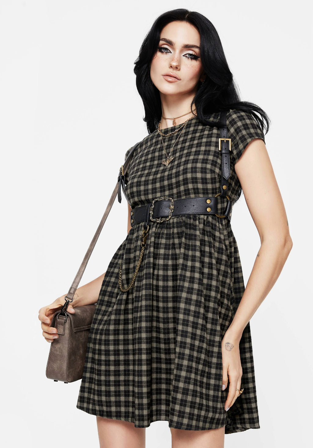 Terra Mini Smock Dress - Olive | Disturbia - Shop Women's Gothic, Alternative & Dark Romantic Fashion, Accessories & Homeware Terra Mini Smock Dress - Olive | Disturbia - Shop Women's Gothic, Alternative & Dark Romantic Fashion, Accessories & Homeware