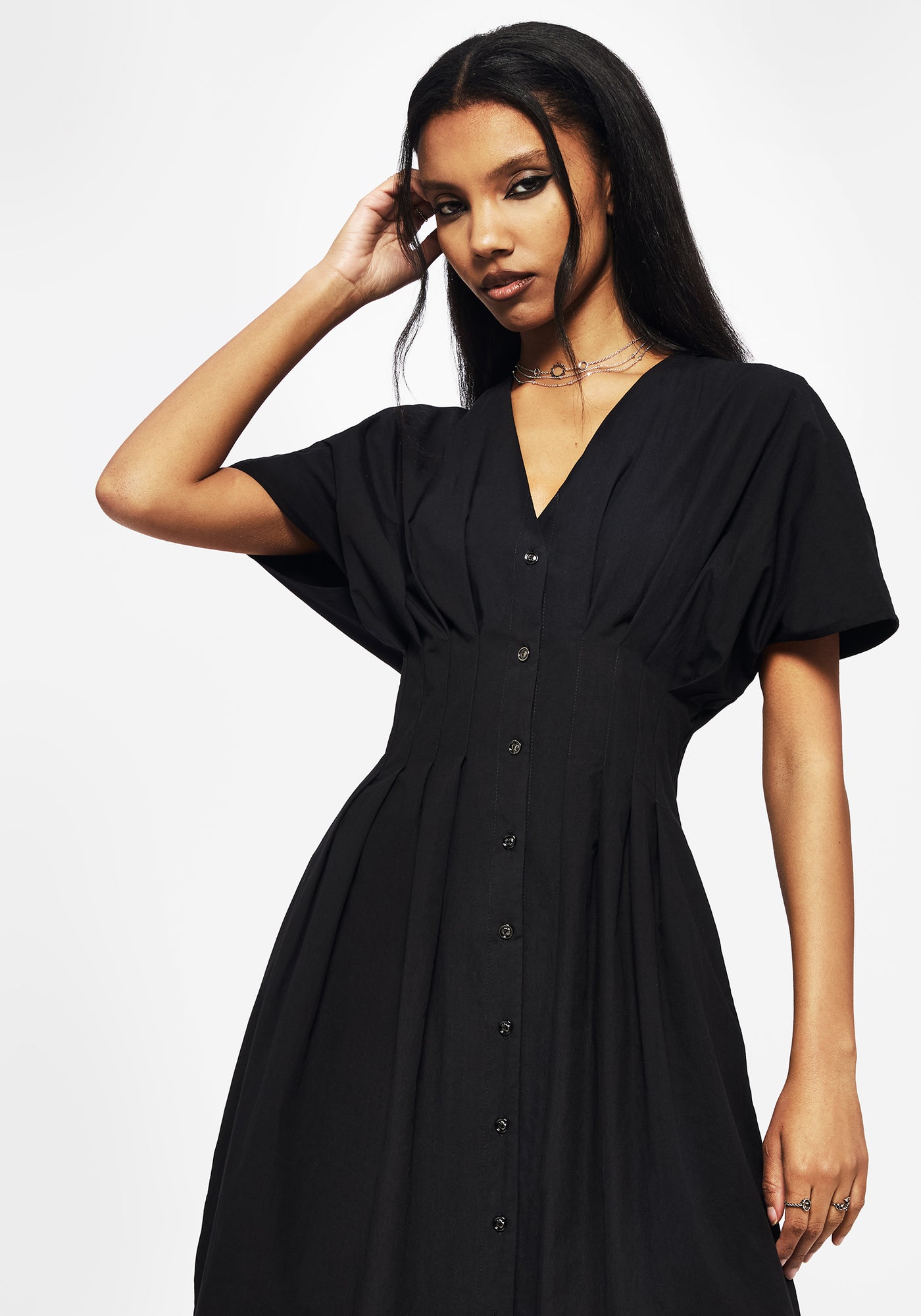 Finis Cotton Button Up Midi Shirt Dress | Disturbia - Shop Women's Gothic, Alternative & Dark Romantic Fashion, Accessories & Homeware Finis Cotton Button Up Midi Shirt Dress | Disturbia - Shop Women's Gothic, Alternative & Dark Romantic Fashion, Accessories & Homeware