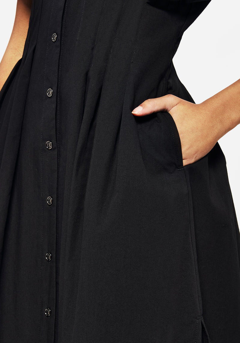 Finis Cotton Button Up Midi Shirt Dress | Disturbia - Shop Women's Gothic, Alternative & Dark Romantic Fashion, Accessories & Homeware Finis Cotton Button Up Midi Shirt Dress | Disturbia - Shop Women's Gothic, Alternative & Dark Romantic Fashion, Accessories & Homeware