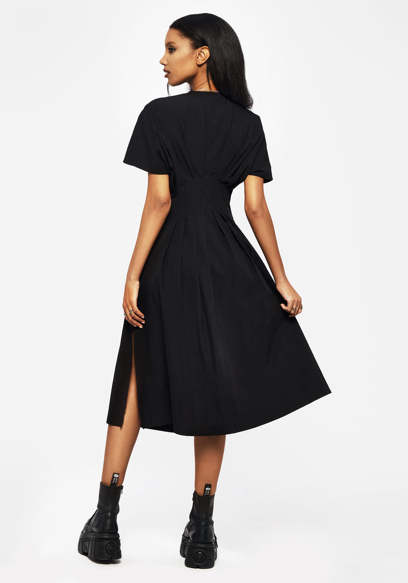 Finis Cotton Button Up Midi Shirt Dress | Disturbia - Shop Women's Gothic, Alternative & Dark Romantic Fashion, Accessories & Homeware Finis Cotton Button Up Midi Shirt Dress | Disturbia - Shop Women's Gothic, Alternative & Dark Romantic Fashion, Accessories & Homeware
