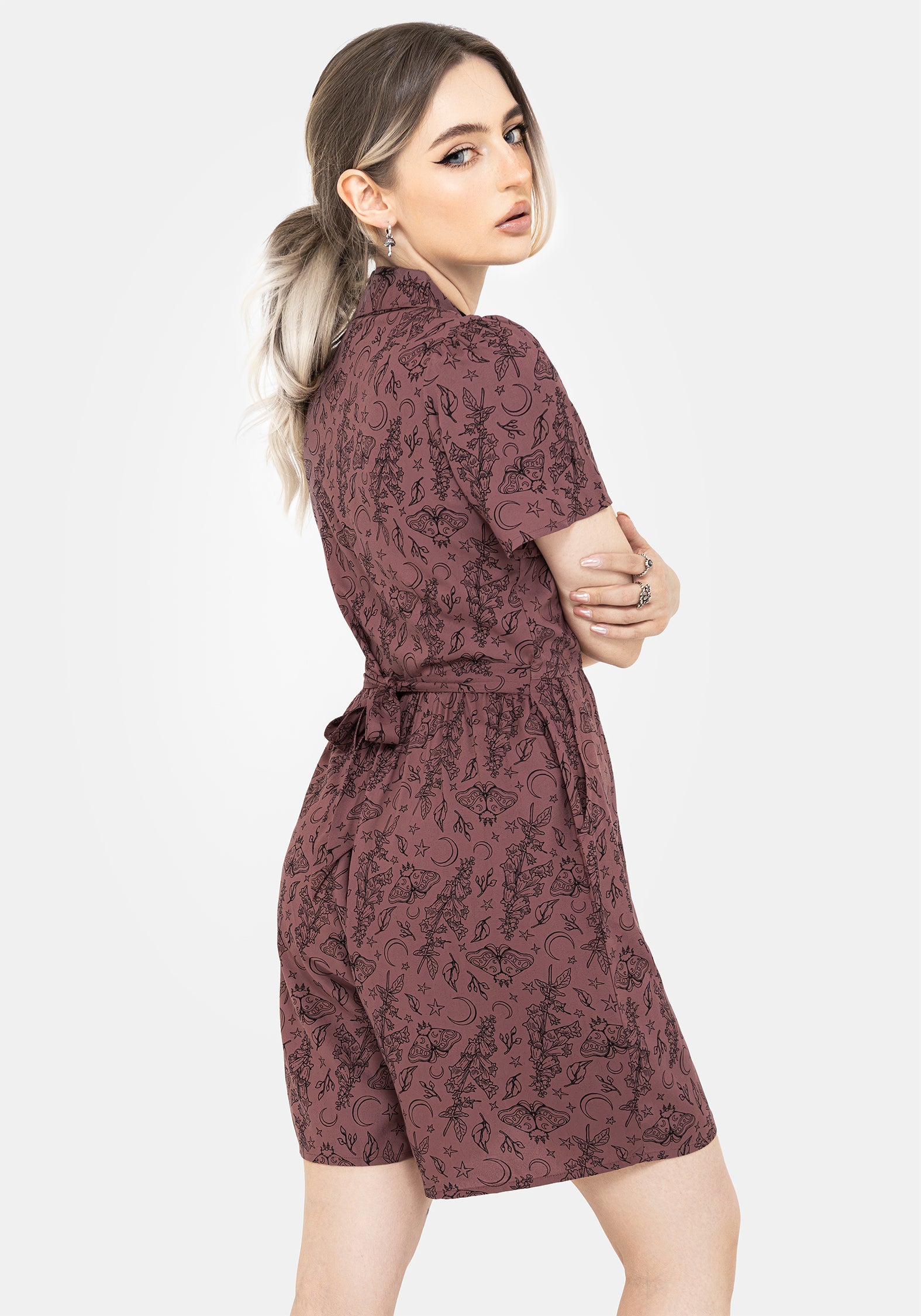 Roxana Moth Foxglove Button Down Playsuit