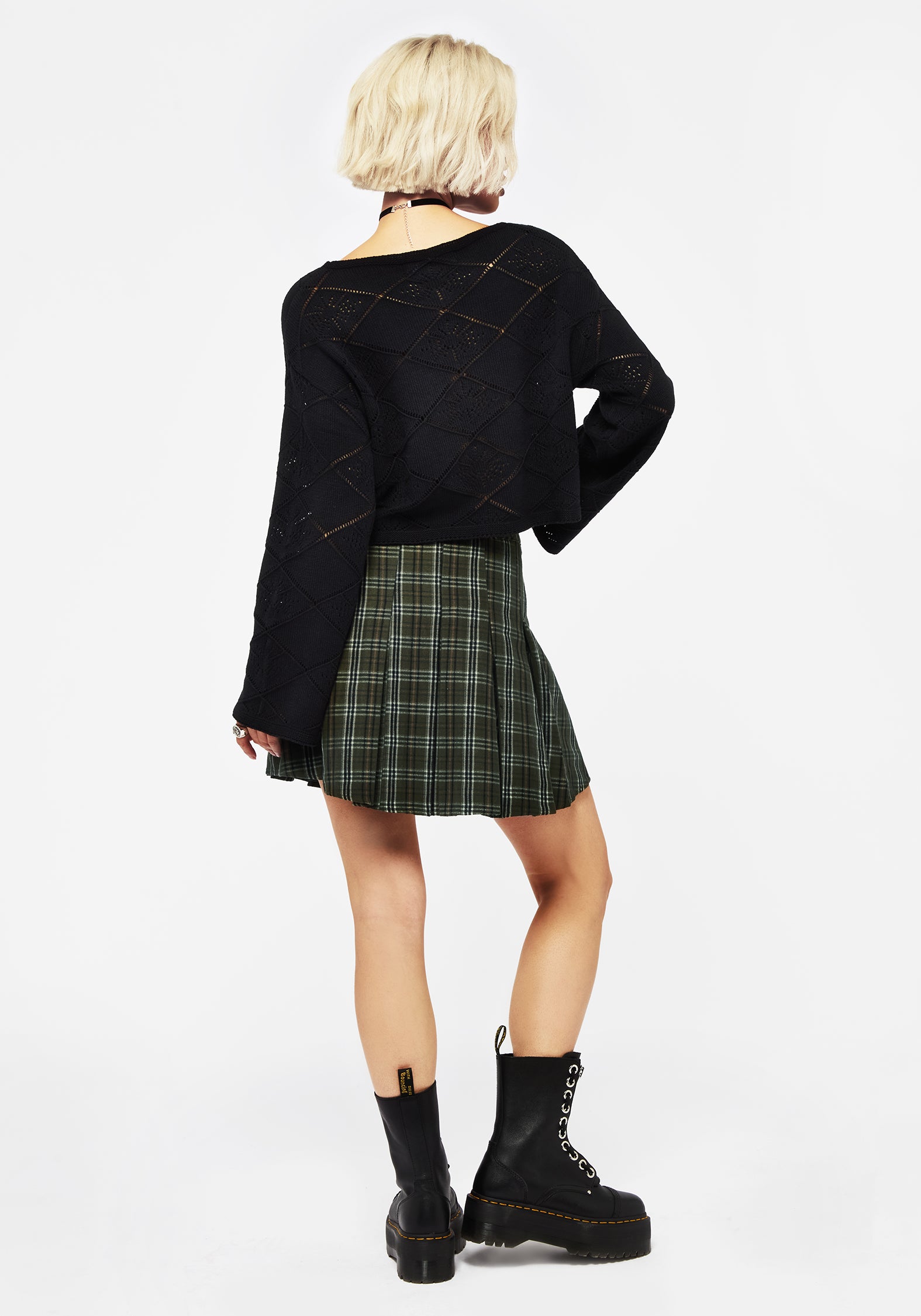 Eliana Celestial Pointelle Knit Crop Sweater