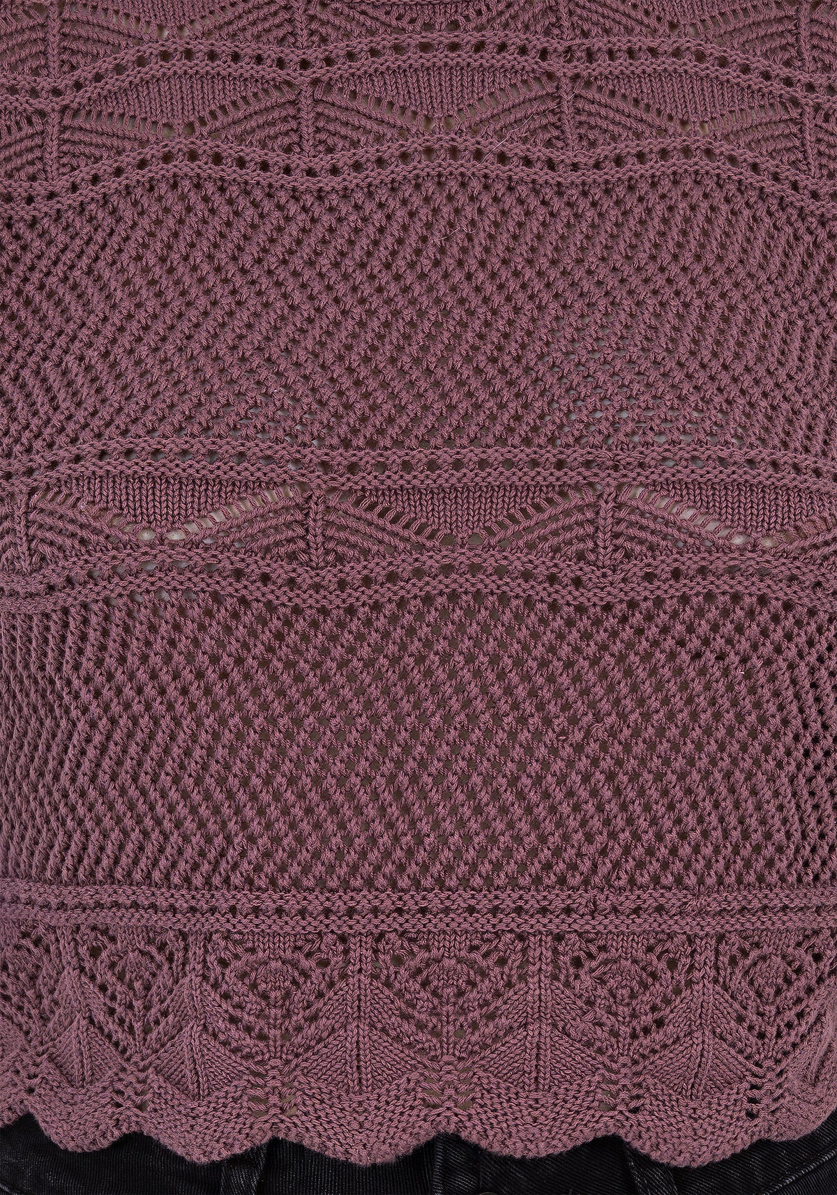 Hooked Pointelle Short Sleeve Crop Top - Purple
