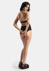 Copia Floral Embroidered Halter Swimsuit