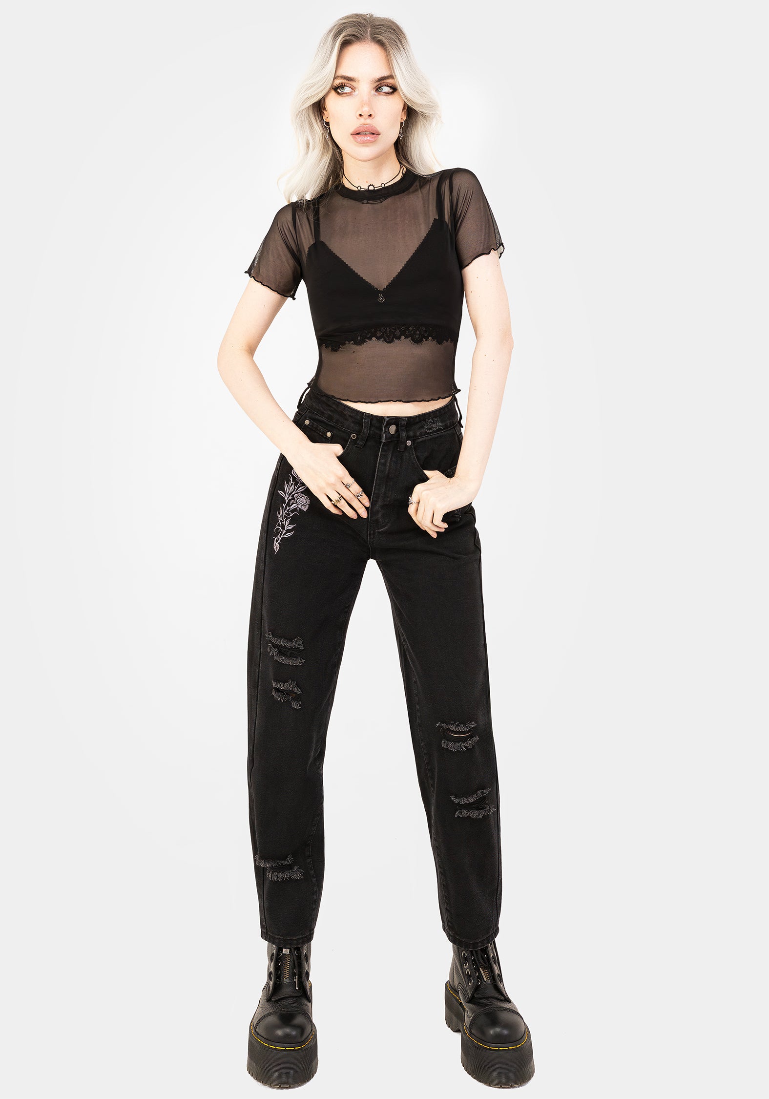 Mirage Mesh Lettuce Edge Crop Tee | Disturbia - Shop Women's