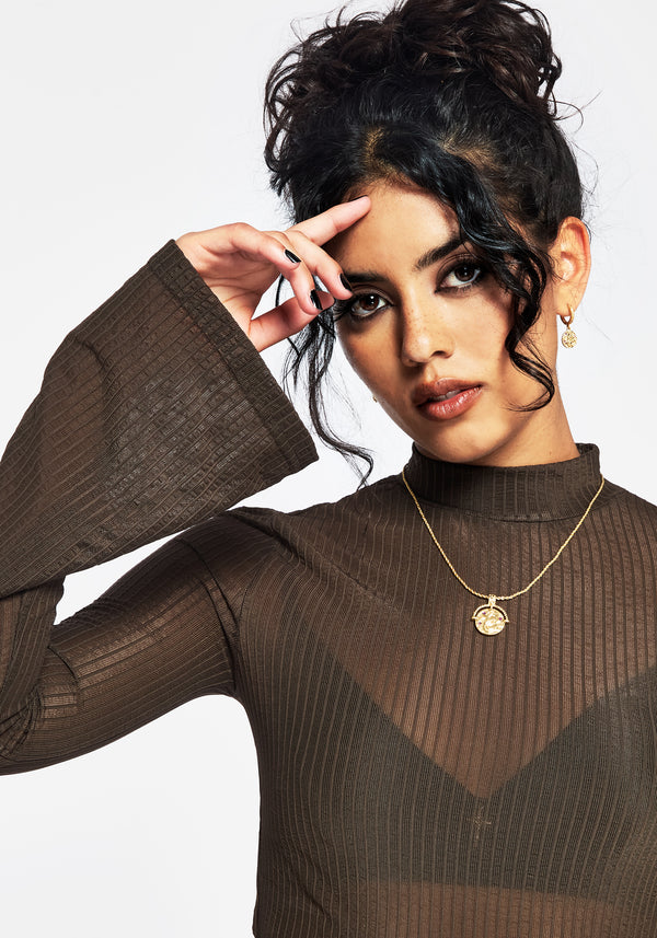 Yasmin Mesh Flare Sleeve Top